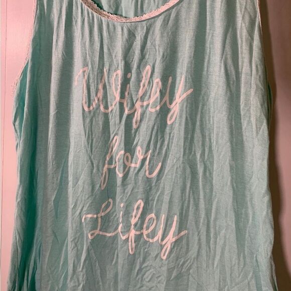 David’s Bridal XL Mint Pajama Tank Top - Picture 3 of 6